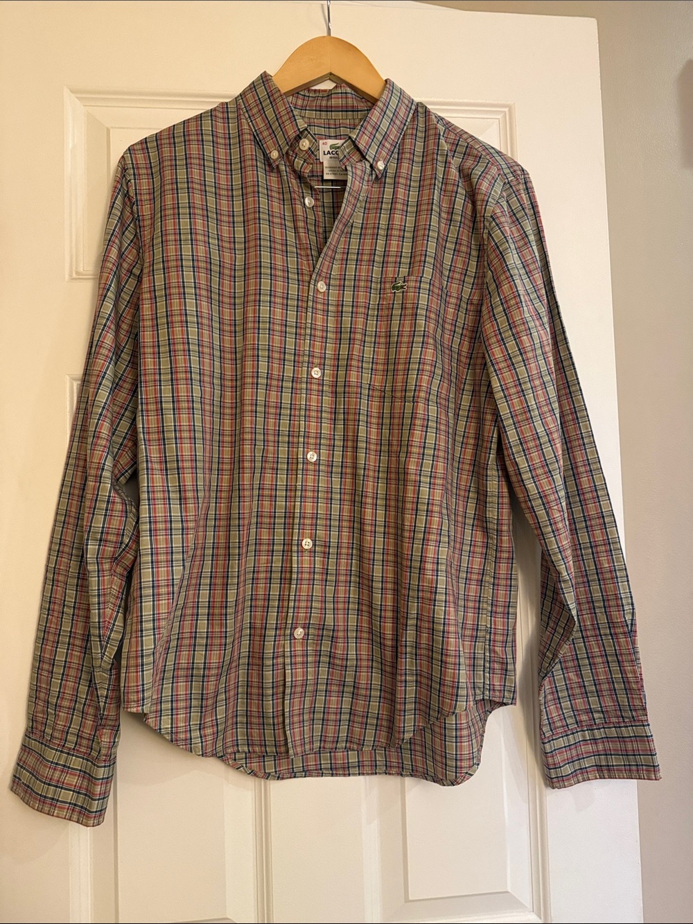 Lacoste Men's Multicolor Plaid Button-Down Shirt - Green, Blue, Red